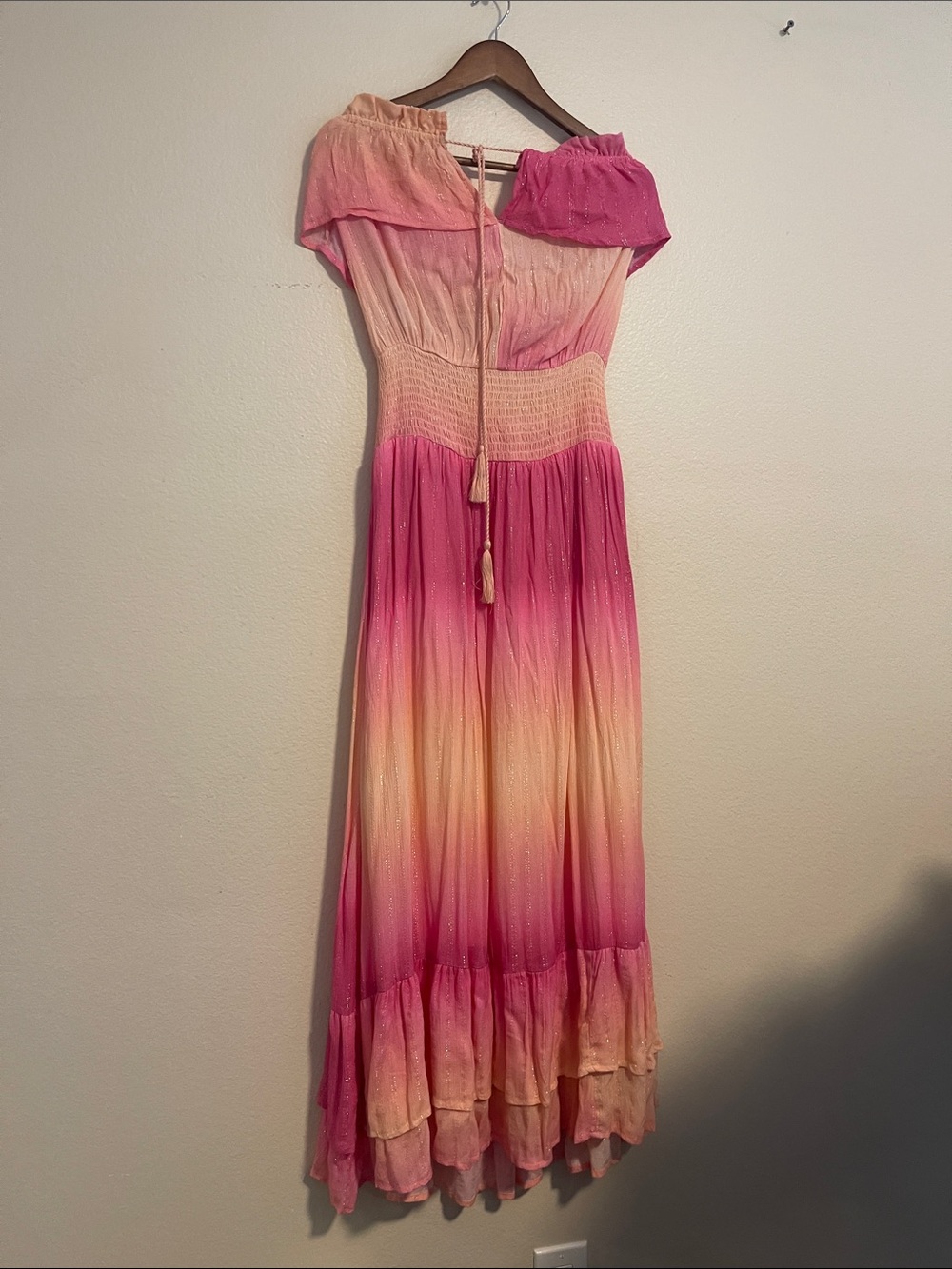 VENUS Pink and Cream Ombre Off-Shoulder Maxi Dress